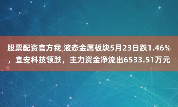 股票配资官方我 液态金属板块5月23日跌1.46%，宜安科技领跌，主力资金净流出6533.51万元